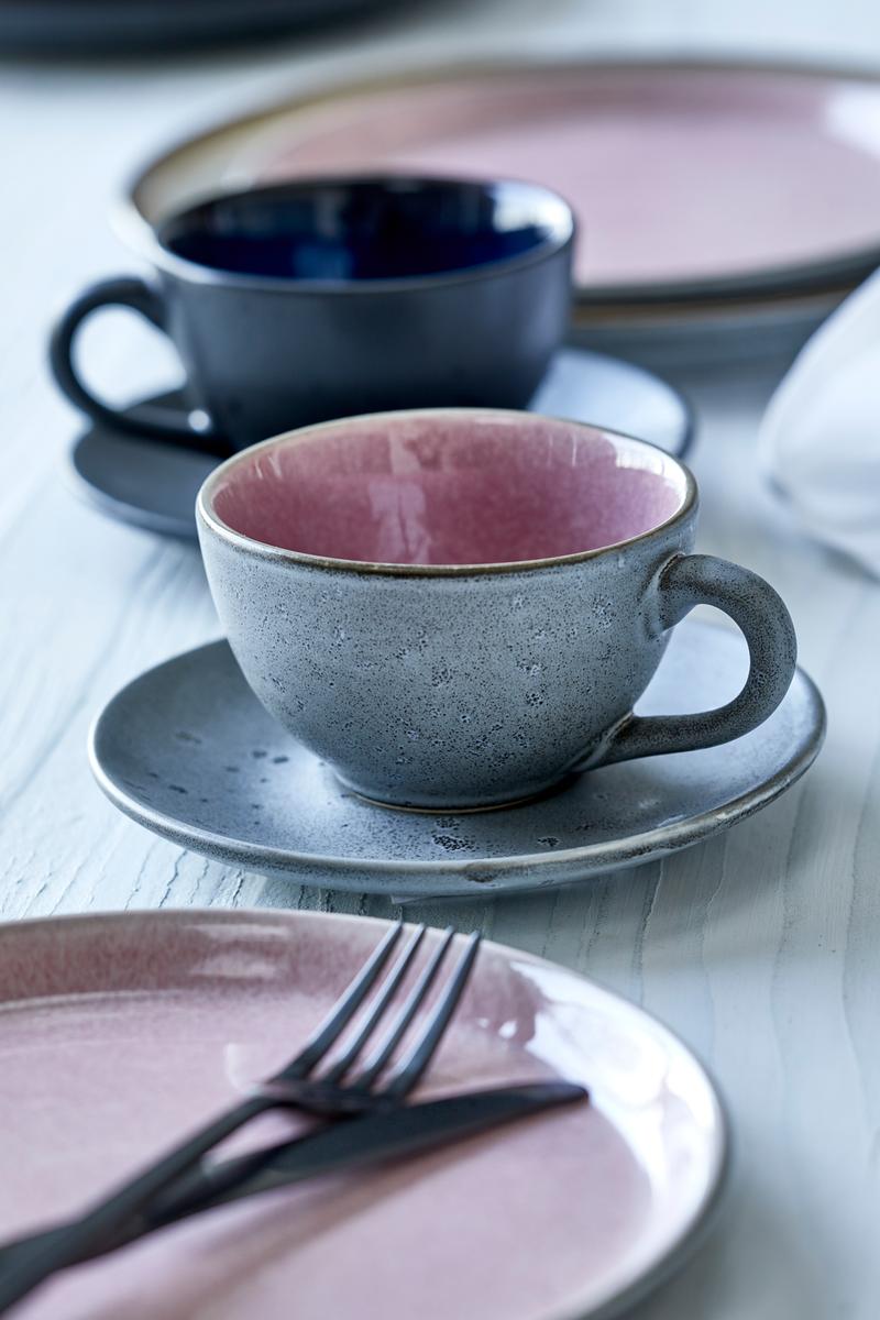 Tasse mit Untertasse Keramik Kaffee Tee grau rosa – PURVIDA Design