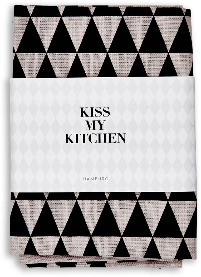 Geschirrtuch Halbleinen Design grafisch taupe schwarz – PURVIDA Design