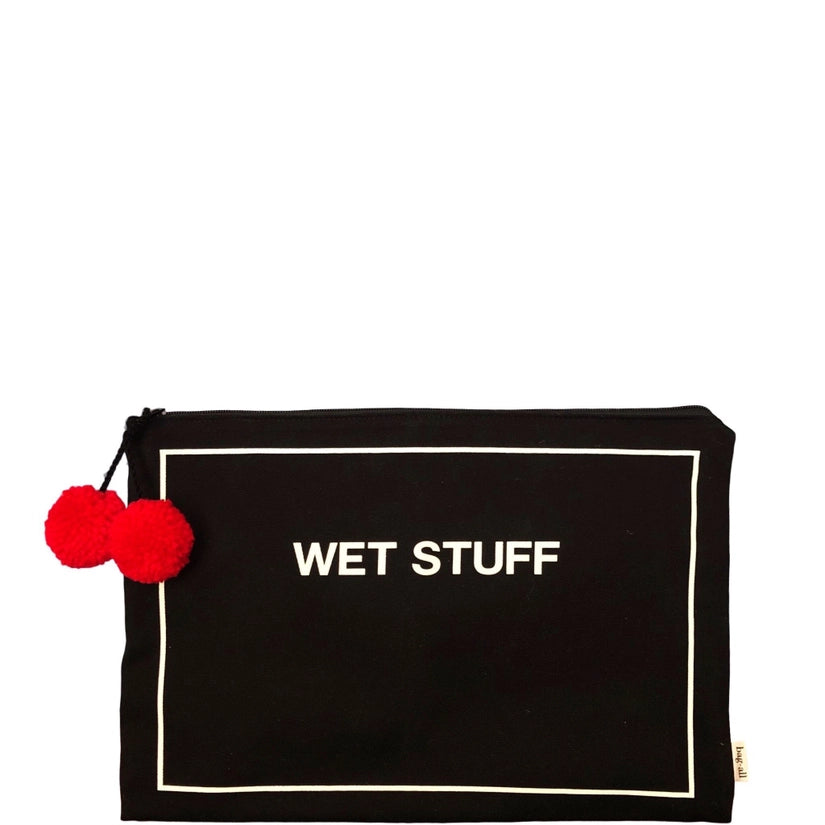 bikinis aufbewahren Nassbeutel Bikini Aufbewahrung schwarz WET STUFF Druck – PURVIDA Design