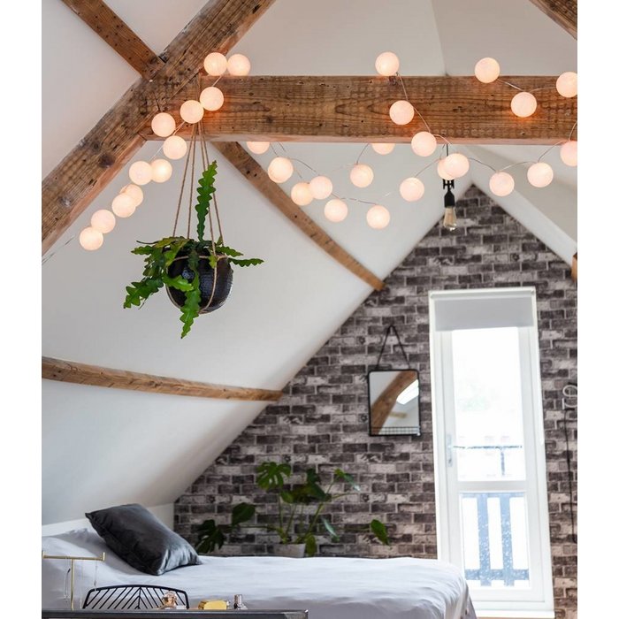 Cotton Ball Lichterkette 20 LED Leuchten INDOOR