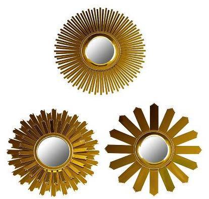 Deko Spiegel Set 3tlg goldfarben rund – PURVIDA Design