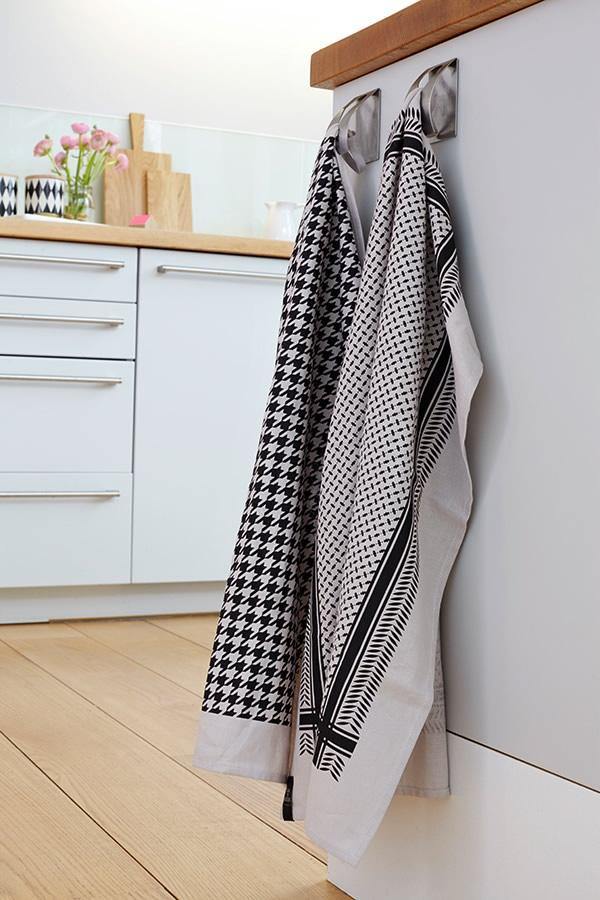 Geschirrtuch Halbleinen Design grafisch schwarz/weiß – PURVIDA Design