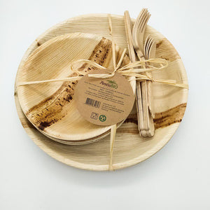 Picknick Einweggeschirr Palmblatt nachhaltig Set 4 Personen – PURVIDA Design
